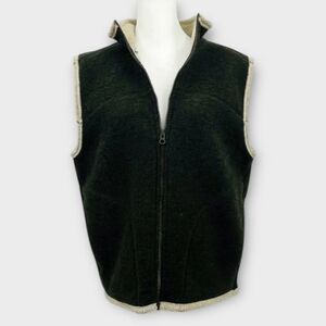 Woolrich Knit Fleece Lined Full Zip Vest in Green Women’s Size L